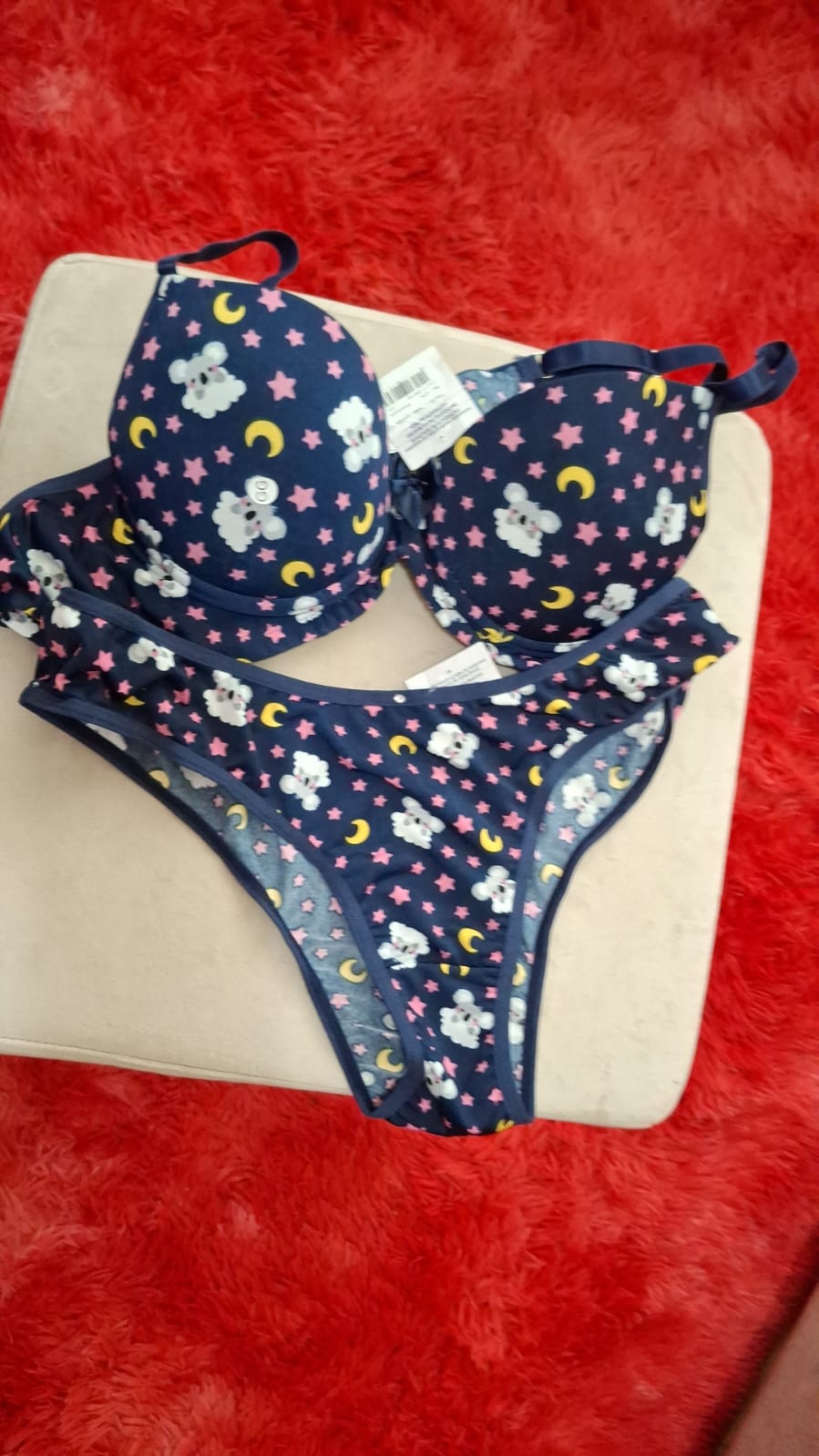 Conjunto feminina de Calcinha e Sutiã - Cor azul.jpeg