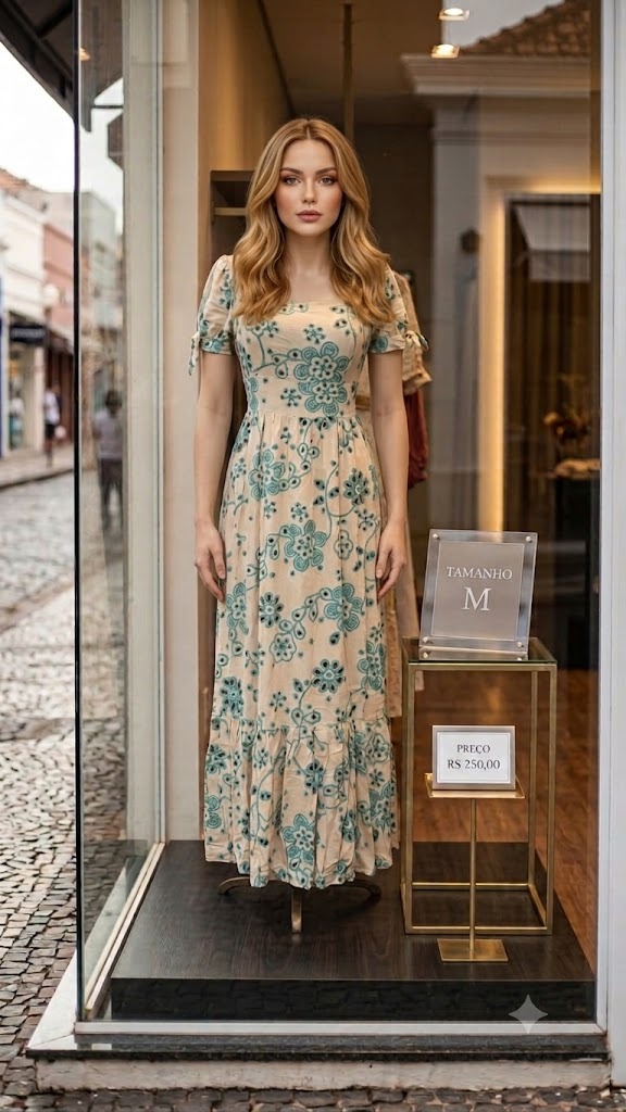 VESTIDO DE VISTOSE BEGE E AZUL ESVERDEADO DE FLOR. M -OK.jpeg