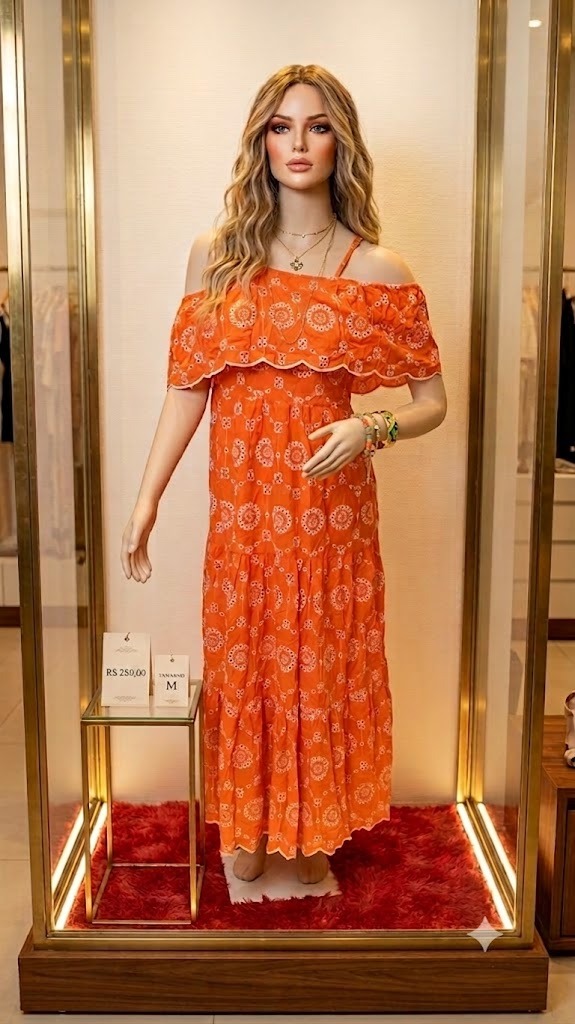 VESTIDO ALARANJADO BORDADO. M. .jpeg
